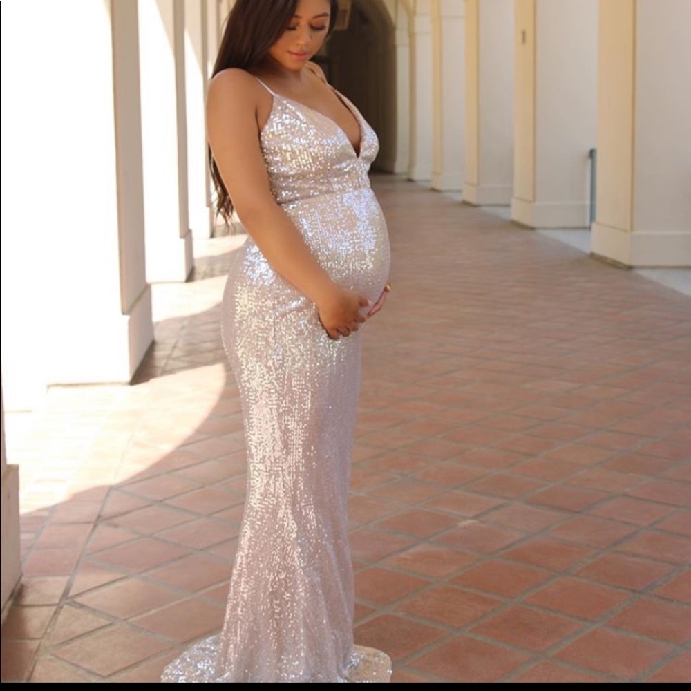 Maternity metallic gown dress